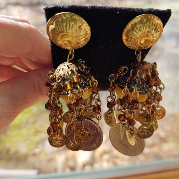 Vintage Bohemian Yellow Beaded Chain Necklace, Bracelet & Earrings Set of 3 - Picture 3 of 16